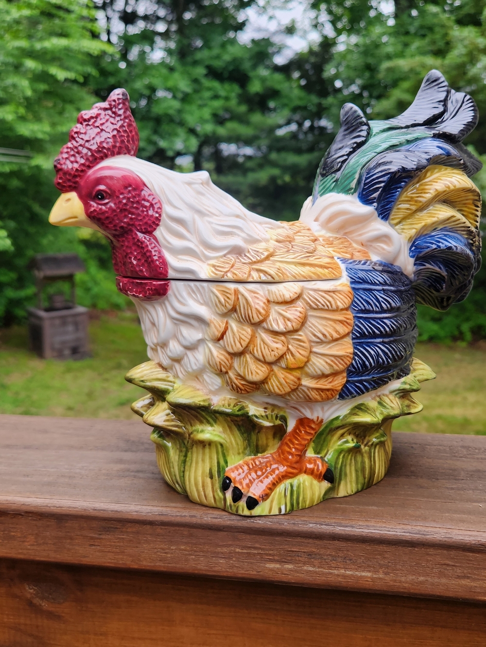 Jay Import Two Piece Ceramic Rooster Cookie Jar / Canister